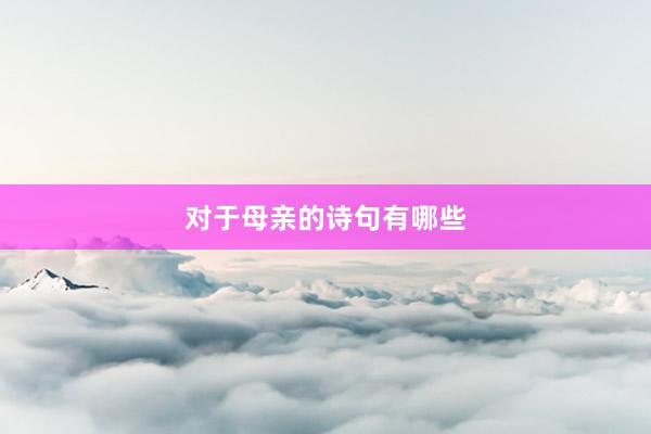 对于母亲的诗句有哪些